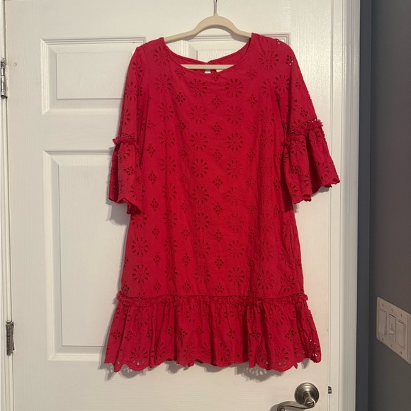 Anthropologie Coral Eyelet Dress - Picture 1 of 3